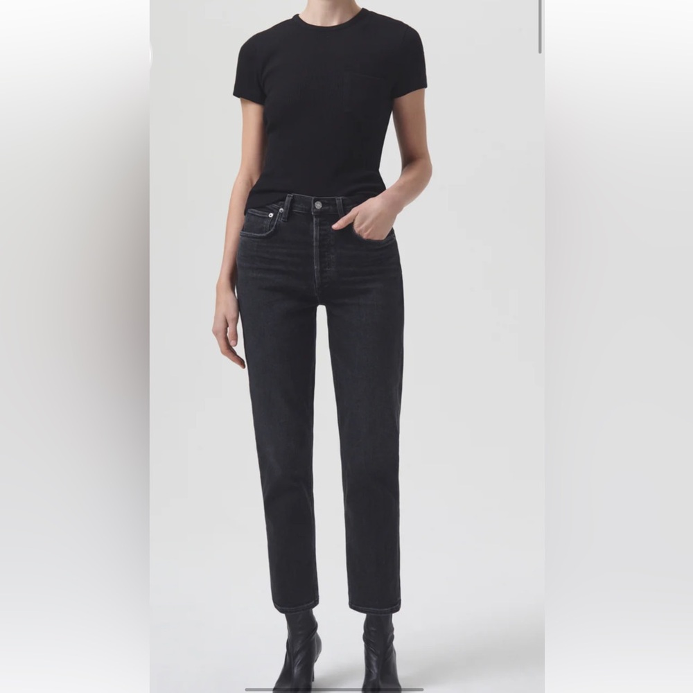 Agolde 'RILEY HIGH RISE STRAIGHT CROP (STRETCH)
IN PANORAMIC 29